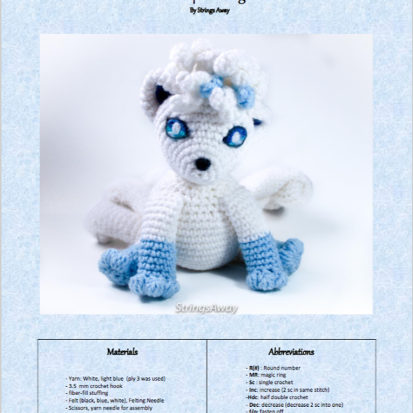 Pokemon Amigurumi Pattern – Alolan Vulpix | Strings Away